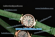 Franck Muller Ronde Miyota Quartz Rose Gold Case with Green Leather Bracelet White Dial and Green Stick Markers