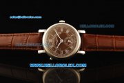 Patek Philippe Calatrava Automatic Movement Steel Case with Brown Dial and Brown Leather Strap-ETA Coating Case