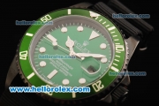 Rolex Submariner Automatic Movement PVD Case with Green Dial - Green Bezel and Black Nylon Strap