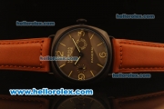 Panerai Radiomir Asia 6497 Manual Winding PVD Case with Brown Dial and Red Leather Strap