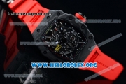1:1 Richard Mille RM 35-02 RAFAEL NADA Japanese Miyota 9015 Automatic Black PVD Case with Skeleton Dial Red Rubber Strap