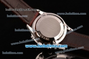 IWC Portuguese Chrono Swiss Valjoux 7750 Automatic Steel Case with Brown Leather Strap and Silver Numeral Markers