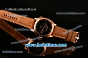 Panerai Radiomir 1940 8 Days GMT PAM502 Asia ST25 Automatic Rose Gold Case with Black Dial and Brown Leather Strap