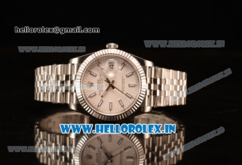 Rolex Datejust 37mm Swiss ETA 2836 Automatic Steel Case with Jubilee Steel Bezel White Dial Stick Steel Bracelet