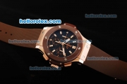 Hublot Big Bang Chronograph Swiss Valjoux 7750 Automatic Movement Black Dial with Stick Markers and Chocolate Rubber Strap