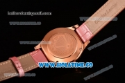 Jaeger-LeCoultre Lady Miyota Quartz Rose Gold Case with White MOP Dial Purple Stick Markers and Pink Leather Strap - Diamonds Bezel