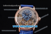 Audemars Piguet Jules Audemars Skeleton Tourbillon Asia ST25 Automatic Rose Gold Case Blue Dial Roman Numeral Markers and Blue Leather Strap