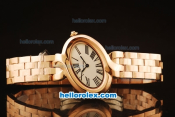 Cartier d'Art Swiss Quartz Full Rose Gold with White Dial and Roman Markers