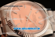 Rolex Datejust Clone Rolex 3135 Automatic Steel Case Orange Dial With Stick Markers Steel Bracelet- 1:1 Original(AR)