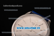 Rolex Cellini Time Asia 2813 Automatic Steel Case with White Dial Blue Leather Strap and Stick Markers