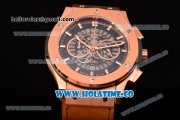 Hublot Classic Fusion Skeleton Chrono Miyota Quartz Rose Gold Case with Skeleton Dial and Stick Markers