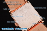 Franck Muller Master Square Swiss Quartz Rose Gold Case with White Dial Numeral Markers and Orange Leather Strap