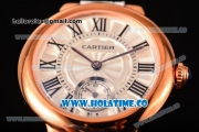 Cartier Ballon Bleu De Small Swiss Quartz Rose Gold Case with White Dial Black Roman Numeral Markers and White Leather Strap