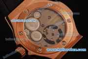 Hublot Big Bang Swiss Tourbillon Manual Winding Rose Gold Case with Black Leather Strap and Rose Gold Dial