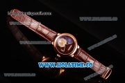 Cartier Rotonde De Swiss Quartz Rose Gold Case with Brown Guilloche Dial and Black Leather Strap