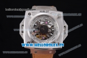 Hublot Masterpiece MP 08 Antikythera Sunmoon Asia 2813 Automatic Steel Case Skeleton Dial Brown Leather Strap and Stick Markers