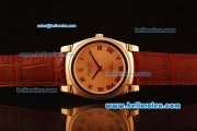 Rolex Cellini Swiss Quartz Rose Gold Case with Rose Gold Dial and Brown Leather Strap-Roman Markers