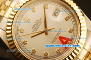 Rolex Datejust II Swiss ETA 2836 Automatic Full Steel with Yellow Gold Bezel and Silver Dial-Diamond Markers