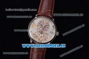 Audemars Piguet Jules Audemars Skeleton Tourbillon Asia ST25 Automatic Steel Case Brown Dial Roman Numeral Markers and Brown Leather Strap