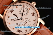 Vacheron Constantin Malte Asia 2813 Automatic Rose Gold Case with Brown Leather Strap White Dial and Roman Numeral Markers