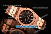 Audemars Piguet Royal Oak 33MM Miyota Quartz Rose Gold Case/Bracelet with Black Dial and Stick Markers (EF)