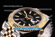 Rolex Datejust II Asia 2813 Automatic Two Tone Case/Bracelet with Black Dial and Stick Markers (B