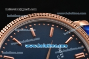 Patek Philippe Calatrava Miyota Quartz Rose Gold Case with Stick Markers and Blue Dial