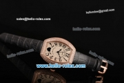 Franck Muller Heart Swiss Quartz Rose Gold Case with Black Leather Strap Diamond Bezel and White Dial - ETA Coating