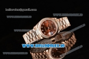 Rolex Datejust Swiss ETA 2671 Automatic Rose Gold Case with Brown Dial Diamonds Markers and Rose Gold Bracelet (BP)