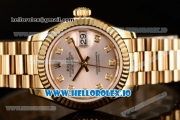 Rolex Datejust Swiss ETA 2671 Automatic Yellow Gold Case with Sliver Dial Diamonds Markers and Yellow Gold Bracelet (BP)