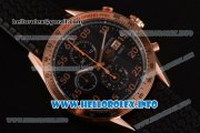 Tag Heuer Carrera Calibre 1887 Automatic Chronograph Miyota Quartz Rose Gold Case with Black Dial Orange Second Hand and Black Rubber Strap