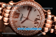 Chopard Happy Sport Swiss ETA Quartz Movement Full Rose Gold with Diamond Bezel and White MOP Dial