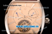 Vacheron Constantin Malte Tourbillon Power Reserve Swiss Tourbillon Manual Winding Steel Case with Beige Dial Stick Markers and Brown Leather Strap