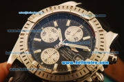 Breitling Chronomat Evolution Swiss ETA 7750 Automatic Steel Case with Black Dial and Black Leather Strap