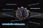 IWC Pilot's Double Chronograph Edition TOP GUN Original ETA 7750 Automatic Ceramic Case with Black Dial and Black Leather Strap - 1:1 Original