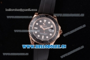 Rolex Yacht-Master 40 Miyota 8215 Automatic Rose Gold Case with Black Dial and Dot Markers Black Rubber Strap