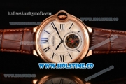 Cartier Ballon Bleu De Tourbillon Asia Automatic Rose Gold Case with White Dial and Brown Leather Strap - Roman Numeral Markers