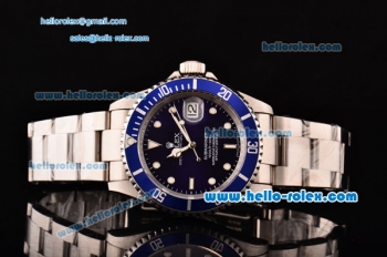 Rolex Submariner Asia 2813 Automatic Steel Case/Strap with Blue Dial and Super LumiNova Markers - ETA Coating