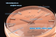 Rolex Cellini Danaos Swiss Quartz Rose Gold Case with Brown Leather Strap Orange Dial Stick Markers