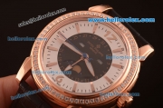 Patek Philippe Calatrava Swiss Quartz Rose Gold Case with Diamond Bezel and Black Leather Strap