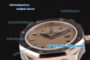 Audemars Piguet Royal Oak Lady Miyota OS2035 Quartz Steel Case with Black Rubber Strap Gold Markers and Grey Grid Dial
