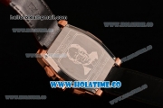 IWC Da-Vinci Chrono Miyota Quartz Rose Gold Case with Black Leather Strap and Black Dial