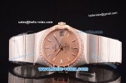 Omega Constellation Co-Axial Swiss ETA 2824 Automatic Steel Case with Rose Gold/Diamond Bezel and Rose Gold Dial-Rose Gold Stick Markers