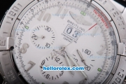 Breitling BlackBird Working Chronograph 7750 Automatic Movement Silver Case with White Dial and SS Strap