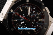 Hublot Big Bang Swiss Valjoux 7750 Chronograph Movement Steel Case with Black Dial and Ceramic Bezel-Black Rubber Strap