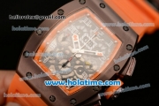 Richard Mille Limited Edition USA Chrono Swiss Valjoux 7750 Automatic Brown PVD Case with Skeleton Dial Numeral Markers and Orange Rubber Bracelet