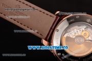 Vacheron Constantin Patrimony Miyota 9015 Automatic Rose Gold Case with White Dial Diamonds/Roman Numeral Makrers and Brown Leather Strap (YR)