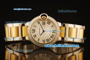 Cartier Ballon Bleu De Swiss ETA Quartz Steel Case with Diamond Bezel and Beige Dial-Gold and Steel Strap