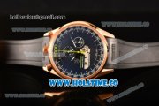 Tag Heuer Mikrogirder 2000 Chrono Miyota Quartz Rose Gold Case with Black Dial and Rubber Strap - Green Second Hand