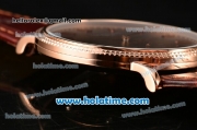 Patek Philippe Calatrava Miyota Quartz Rose Gold Case with Stick Markers and Brown Dial